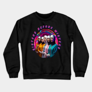 Sisters before misters, cool galentines girls,galantines, wierd Crewneck Sweatshirt